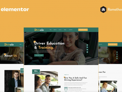 Drivale - Driving School Elementor Pro Full Site Template Kit