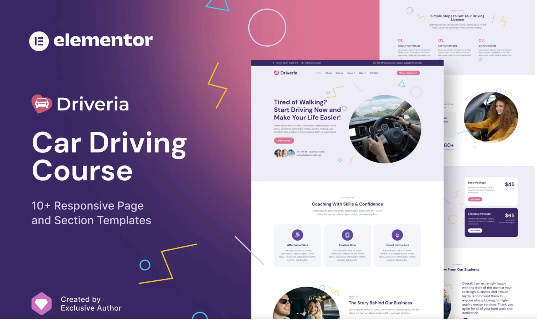 Driveria - Car Driving Course Elementor Template Kit