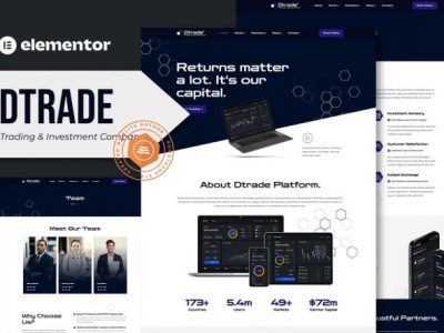 Dtrade - Trading & Investment Company Elementor Template Kit