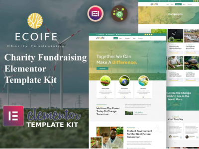 Ecoife - Charity Fundraising Elementor Template Kit