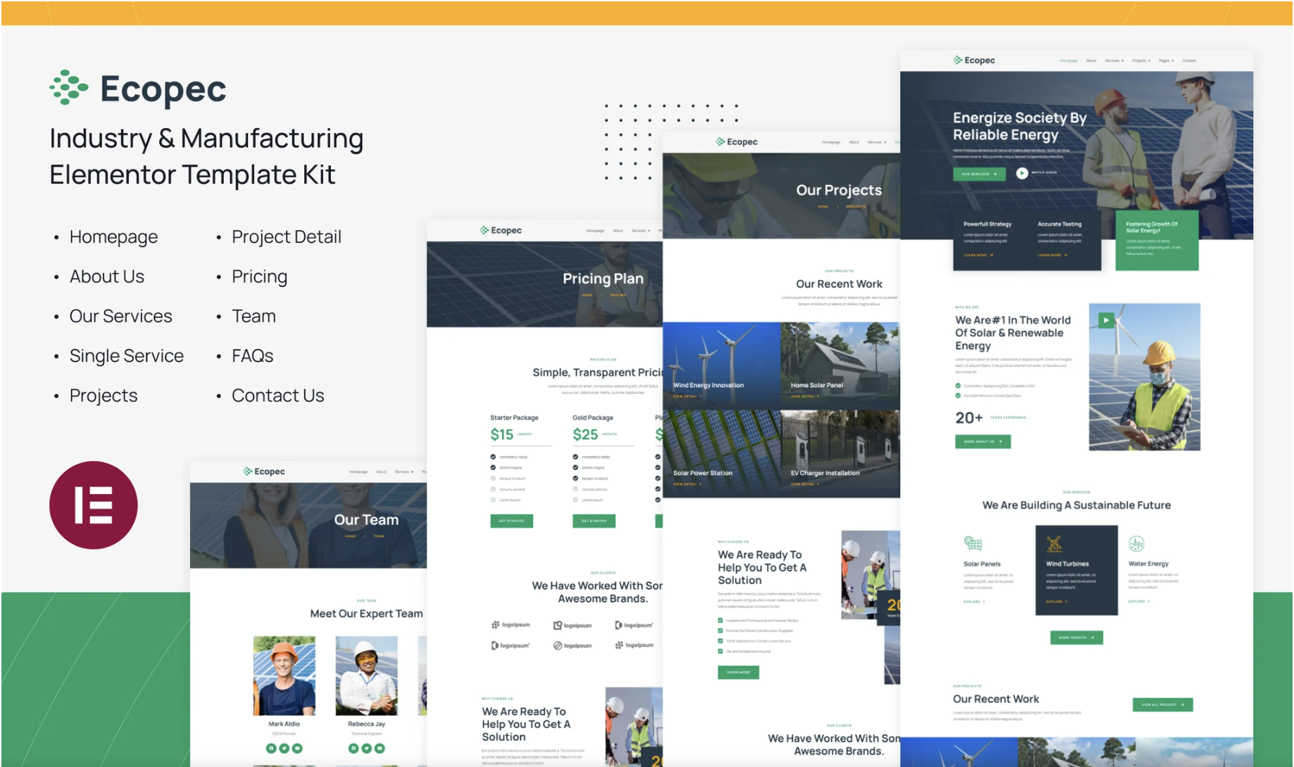 Ecopec | Solar & Renewable Energy Elementor Template Kit