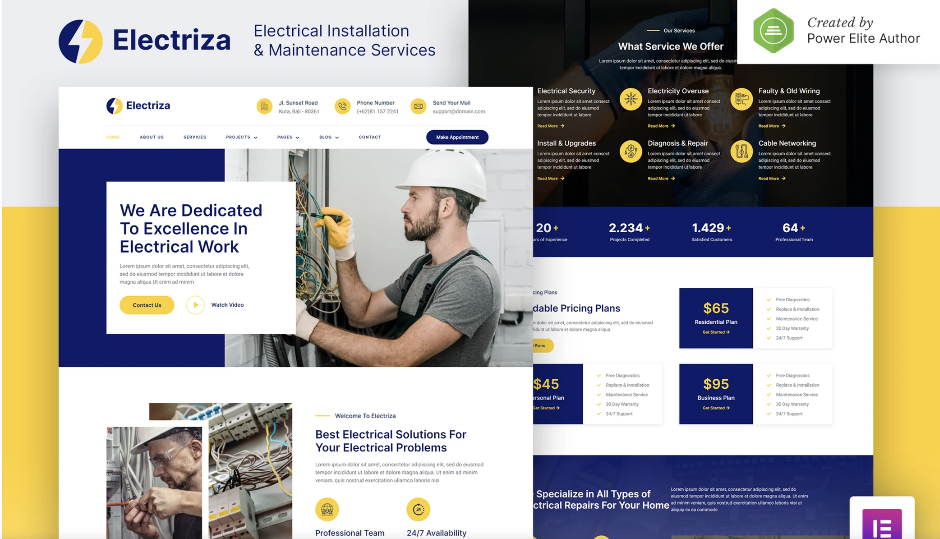 Electriza – Electrical Installation & Maintenance Services Elementor Template Kit