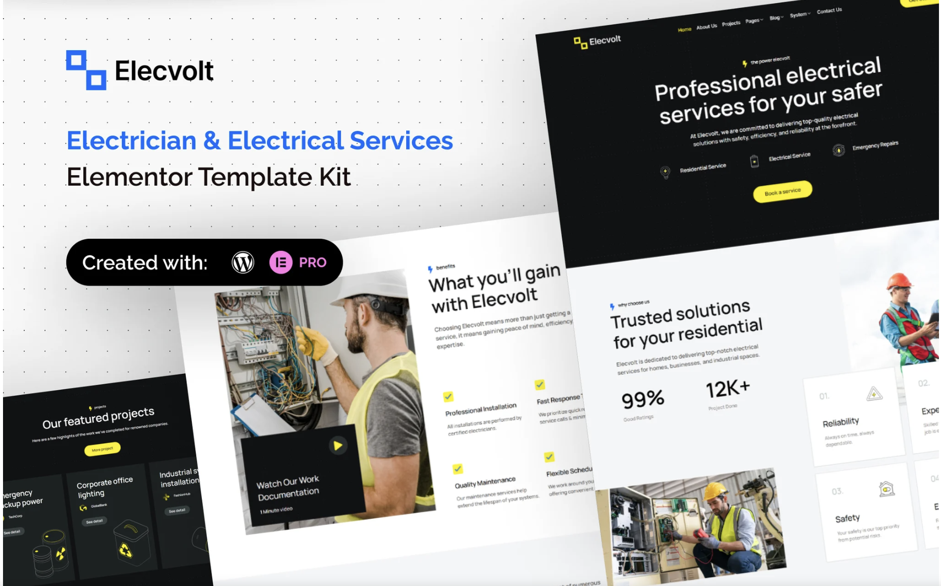 Elecvolt - Electrician & Electrical Services Elementor Template Kit