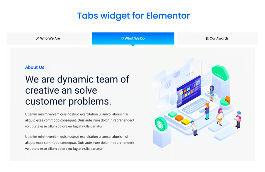 Elementor Tabs addon, widget