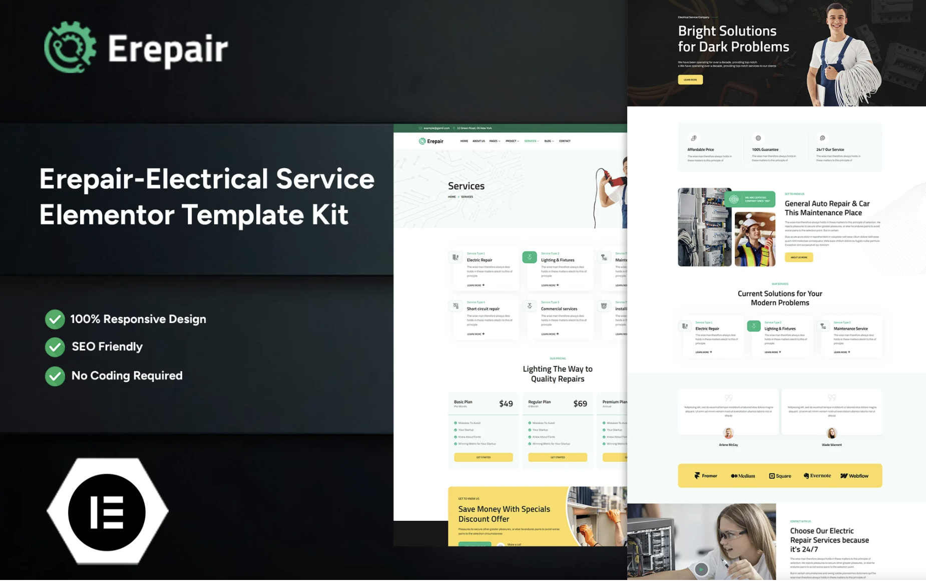 Erepair - Electrical Service Elementor Template Kit