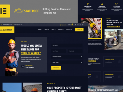 EstateRoof - Roofing Services Elementor Pro Template Kit
