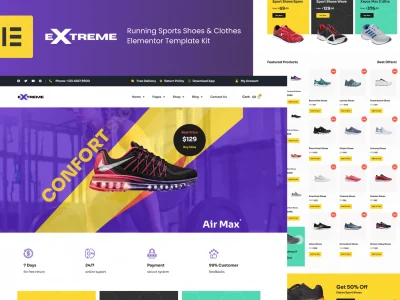 Extreme - Sports Footwear Store Elementor Pro Template Kit