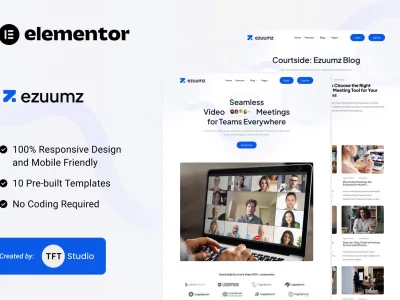 Ezuumz - Video Conferencing & Webinar App Elementor Template Kit