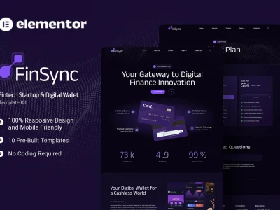 FinSync - Fintech Startup & Digital Wallet Elementor Template Kit