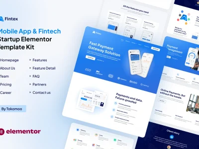 Fintex - Mobile App & Fintech Startup Elementor Template Kit
