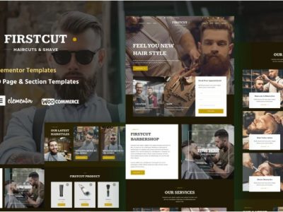 FirstCut - Barbershop & Men's Grooming Elementor Template Kit