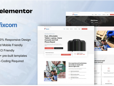 Fixcom - Mobile Phone & Computer Repair Elementor Template Kit