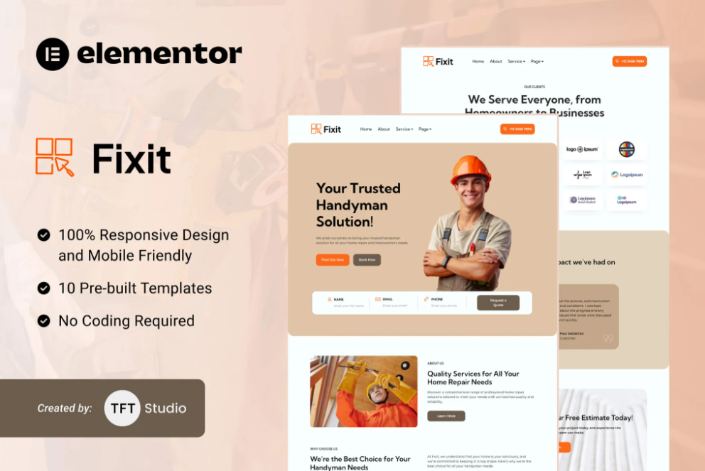 Fixit - Handyman Services Elementor Template Kit