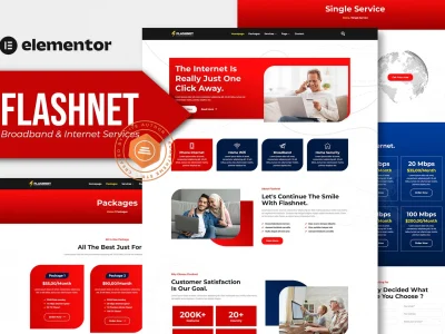 Flashnet - Broadband & Telecom Internet Provider Elementor Template kit