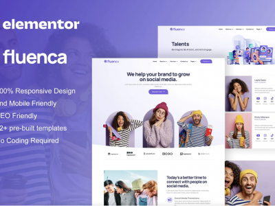 Fluenca - Social Media Agency Elementor Pro Full Site Template Kit