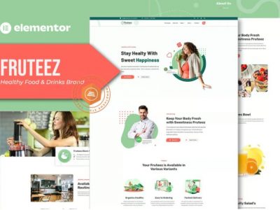 Fruteez - Healthy Food & Drinks Brand Elementor Template Kit