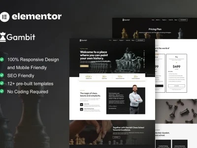 Gambit - Chess Club Courses & Training Elementor Template Kit