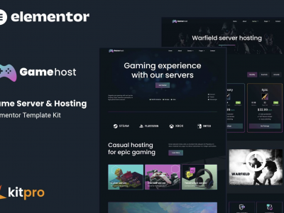 Gamehost - Game Server & Hosting Elementor Template Kit