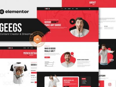 Geegs - Content Creator & Streamer Elementor Template Kit