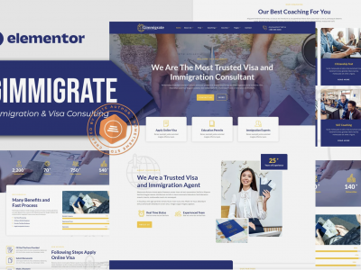 Gimmigrate - Immigration & Visa Consulting Elementor Template Kit