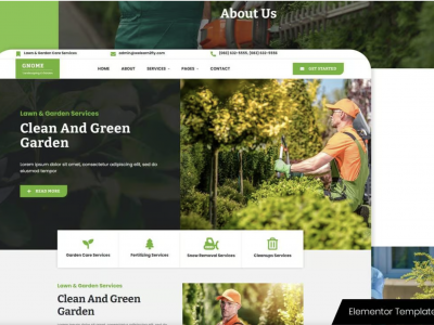 Gnome - Lawn & Garden Care Services Elementor Template Kit