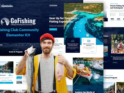 Go Fishing - Fishing Club Community Elementor Template Kit