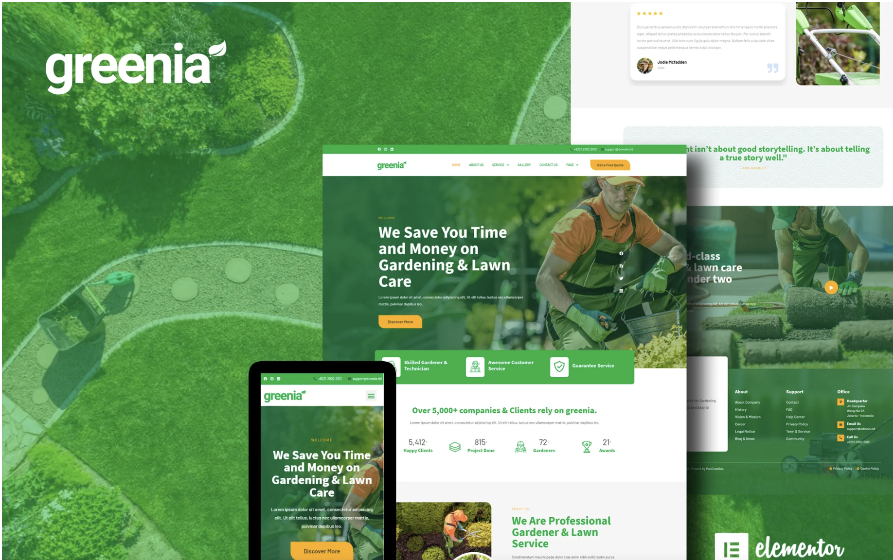 Greenia - Landscape & Gardening Elementor Template Kit