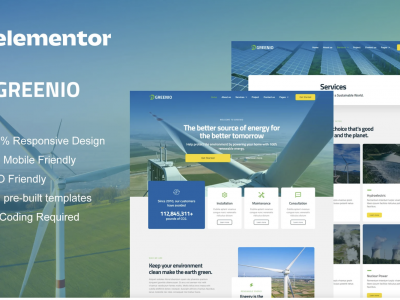 Greenio - Green Energy & Technology Company Elementor Template Kit