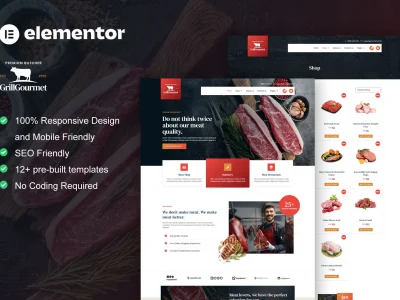 GrillGourmet - Butcher & Meat Shop Elementor Template Kit