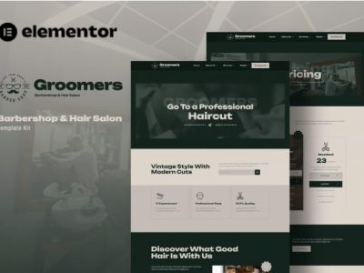 Groomers - Barbershop & Hair Salon Elementor Template Kit