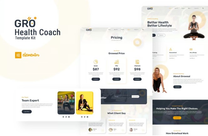 Groweal - Health Coaching Elementor Template Kit
