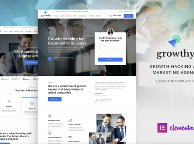 Growthy – Growth Hacking & Marketing Agency Elementor Template Kit