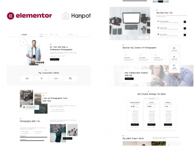 Hanpot - Personal Photographer & Portfolio Showcase Elementor Template Kit