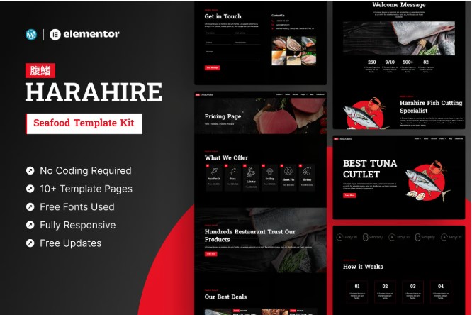 Harahire - Seafood Elementor Pro Template Kit