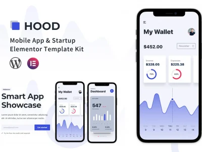 Hood - Mobile App & Startup Elementor Template Kit