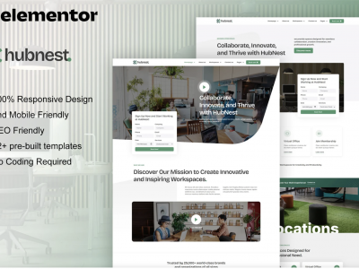Hubnest - Coworking Space & Virtual Office Elementor Pro Template Kit