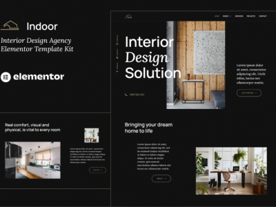 Indoor - Dark Interior Design & Architecture Agency Elementor Template Kit