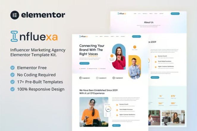 Influexa - Influencer Marketing Agency Elementor Template Kit
