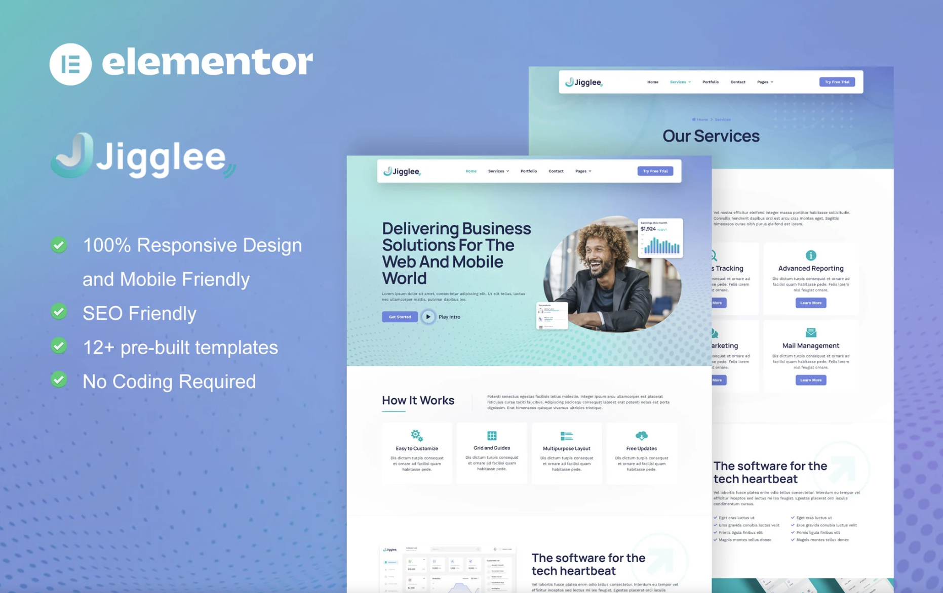 igglee - Tech Startup Business Elementor Template Kit