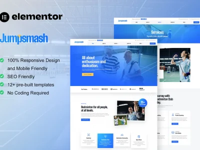 JumpSmash - Badminton Club & Sport Community Elementor Template Kit