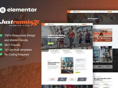 JustRunnin - Running Club Marathon & Sport Event Elementor Template Kit