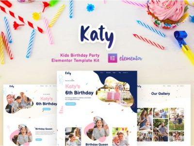 Katy - Kids Birthday Party Planner & Invitation Elementor Template Kit