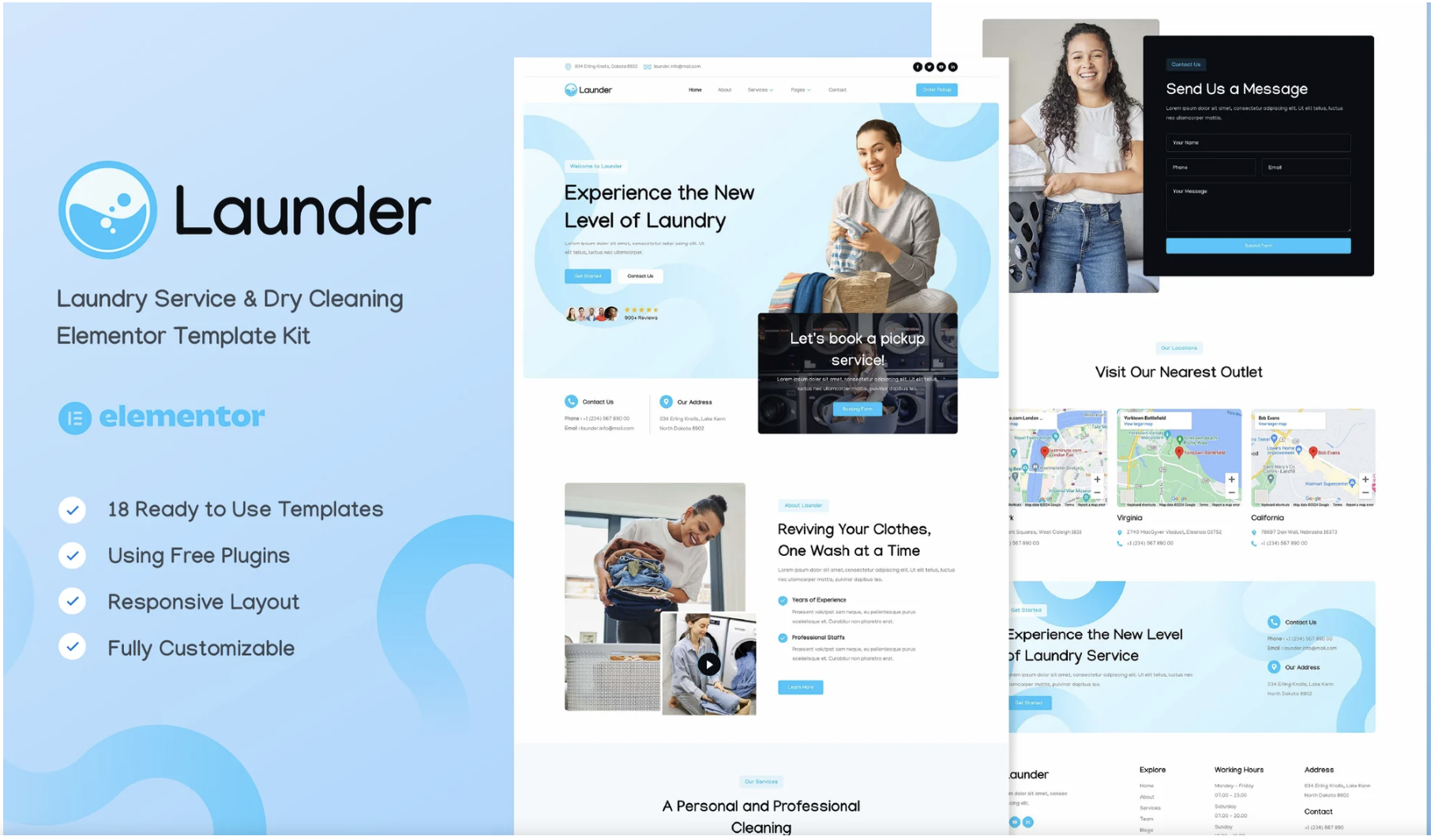 Launder - Laundry Service & Dry Cleaning Elementor Template Kit