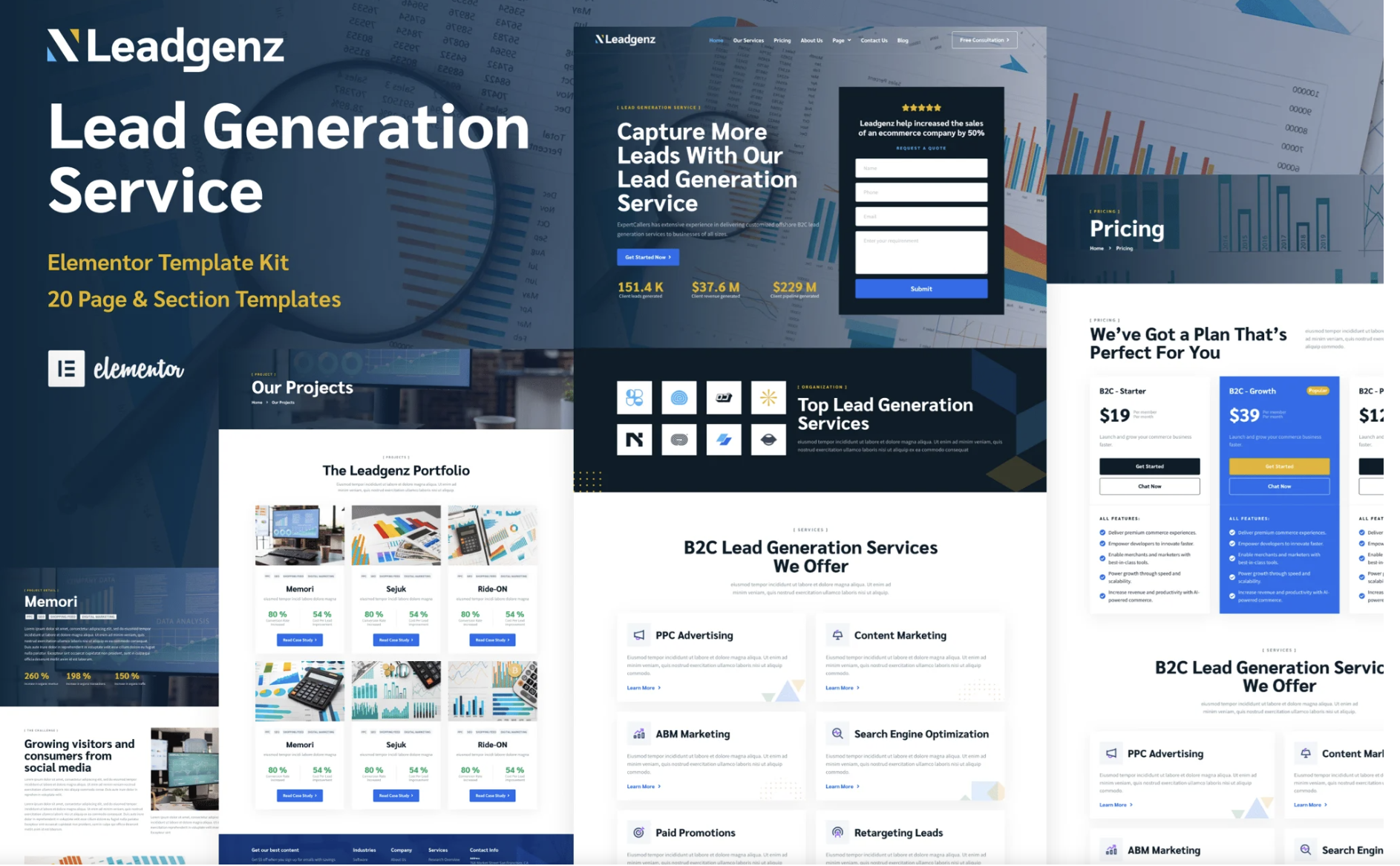 Leadgenz - Lead Generation & Sales Agency Elementor Pro Template Kit