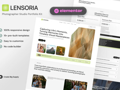 Lensoria - Photographer Studio Portfolio Elementor Template Kit