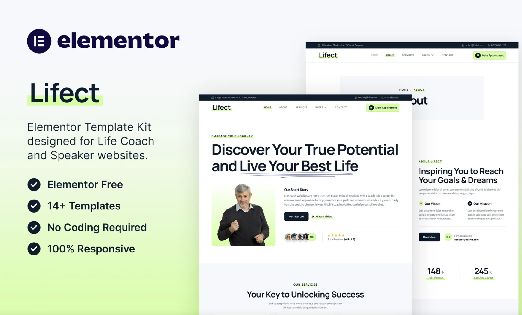 Lifect – Life Coach & Speaker Elementor Template Kit