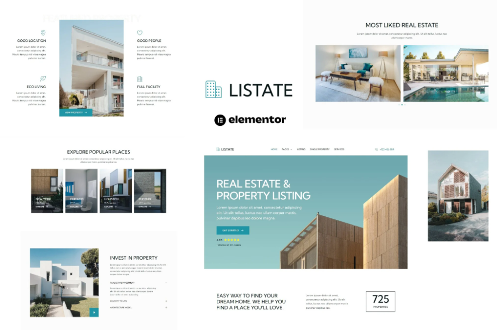 Listate - Real Estate & Property Listing Elementor Template Kit