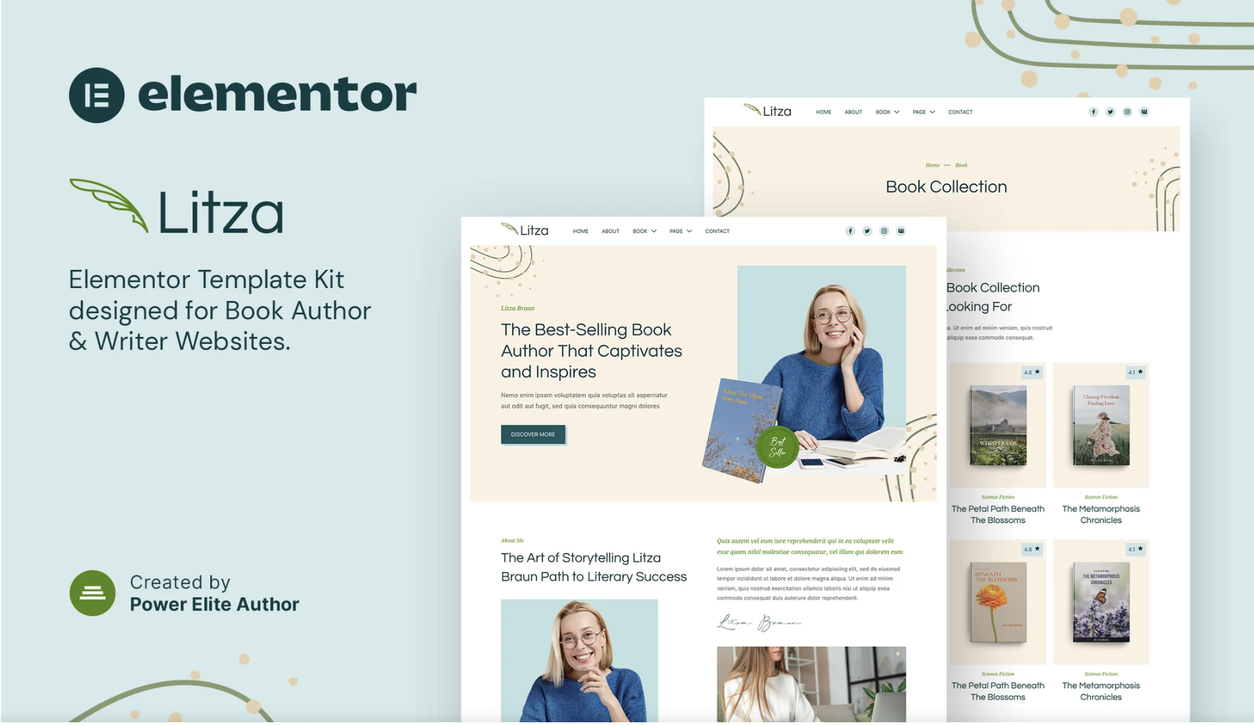 Litza – Book Author & Writer Elementor Template Kit