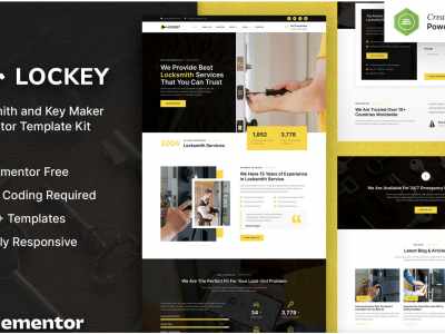Lockey – Locksmith and Key Maker Service Elementor Template Kit
