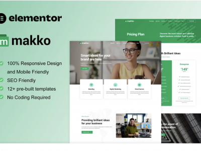 Makko - Digital Agency Elementor Pro Full Site Template Kit
